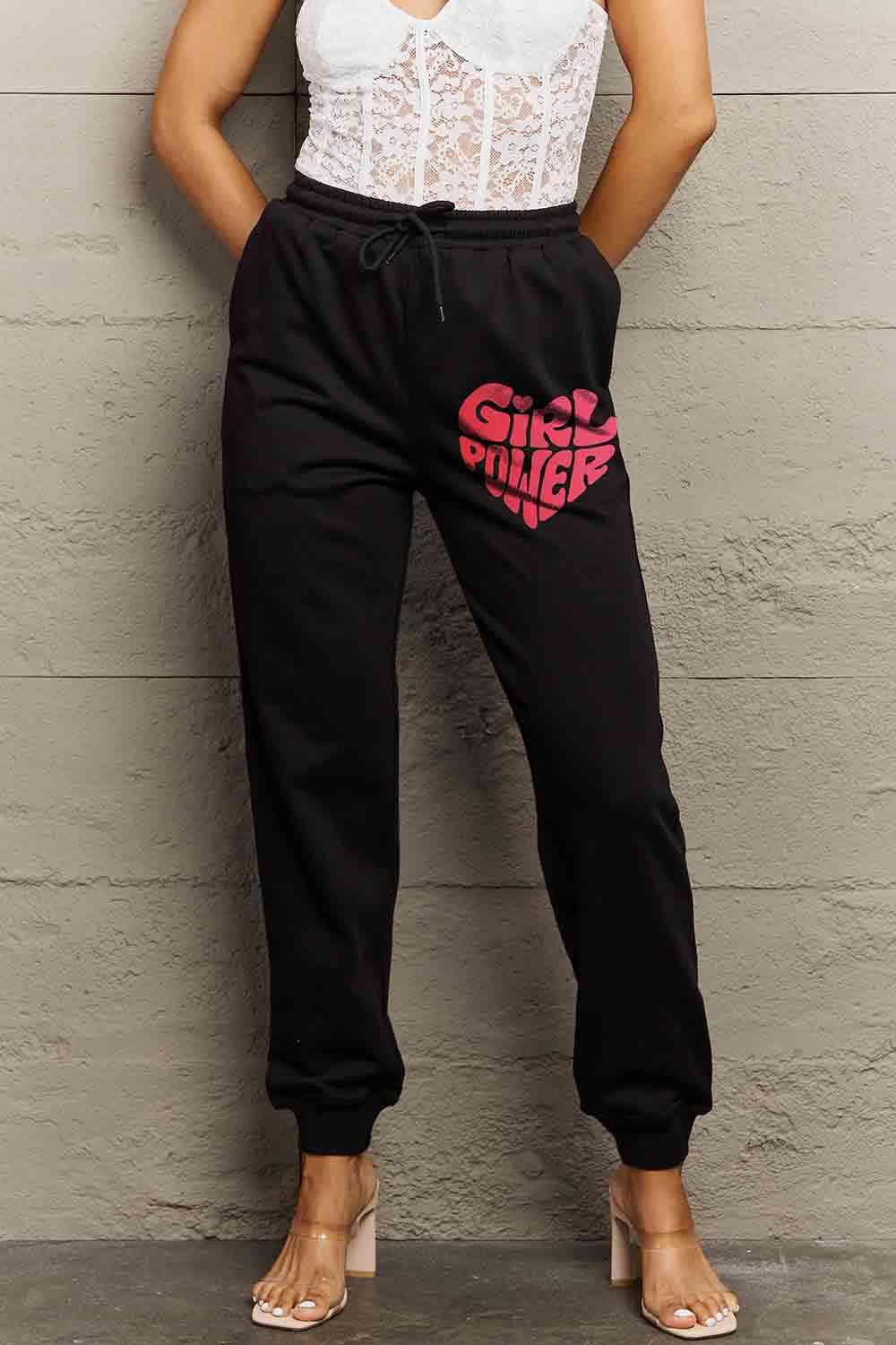 Pantalon de survêtement graphique Simply Love GIRL POWER pleine taille