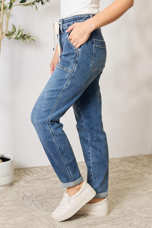 Jean en denim taille haute avec cordon de serrage Judy Blue pleine taille