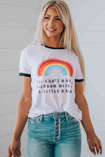 T-shirt à manches courtes avec graphique arc-en-ciel