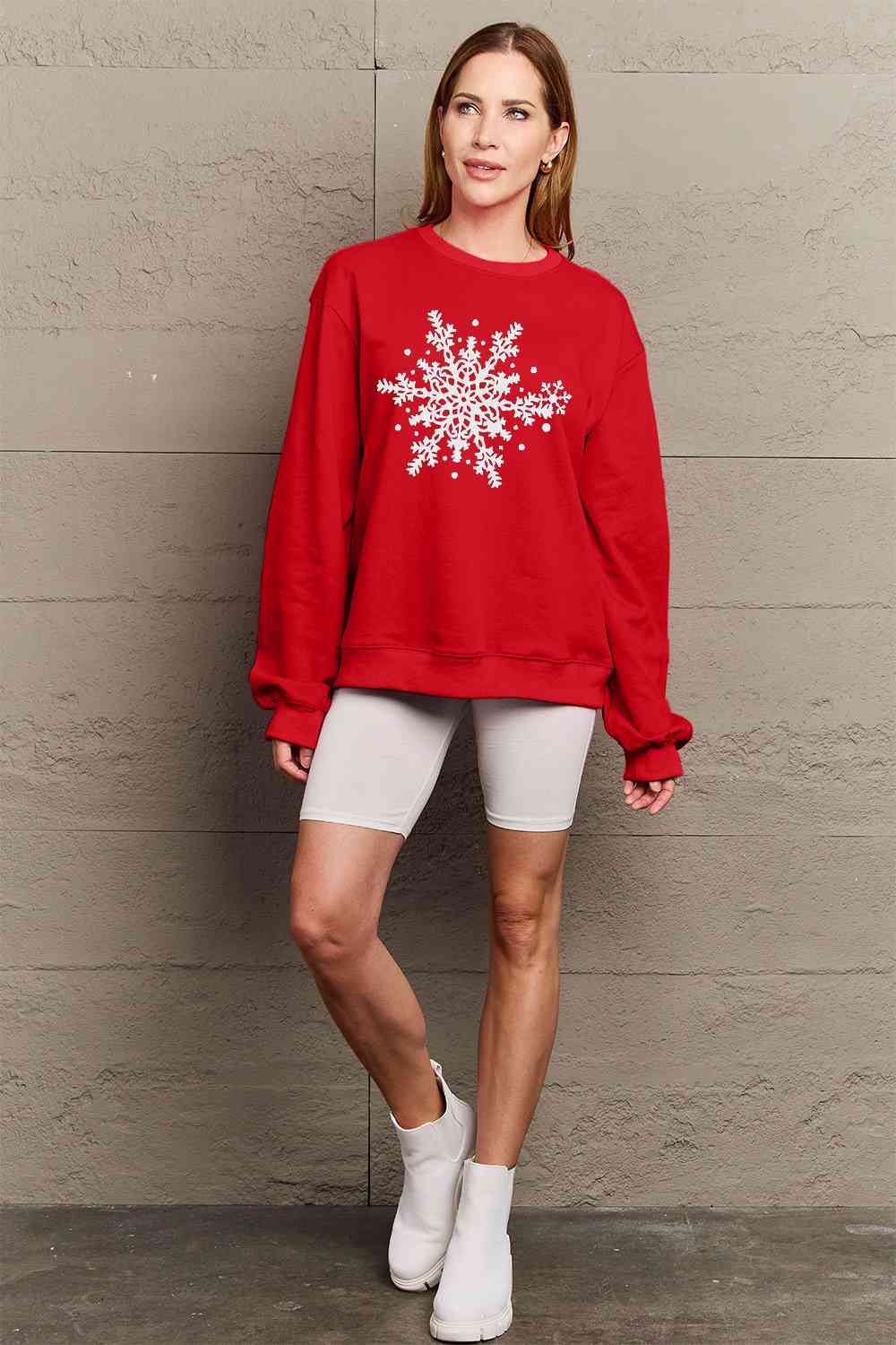 Simply Love Full Size Snowflake Graphic Sweatshirt