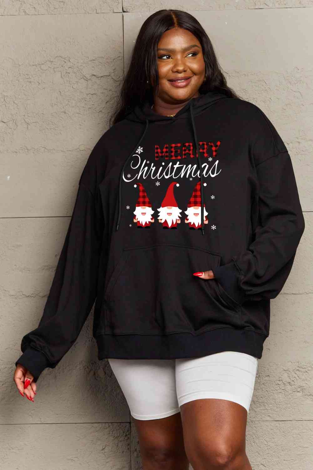 Sudadera con capucha y estampado de FELIZ NAVIDAD de tamaño completo de Simply Love