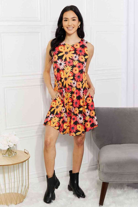 Yelete Vestido floral sin mangas de tamaño completo con bolsillos