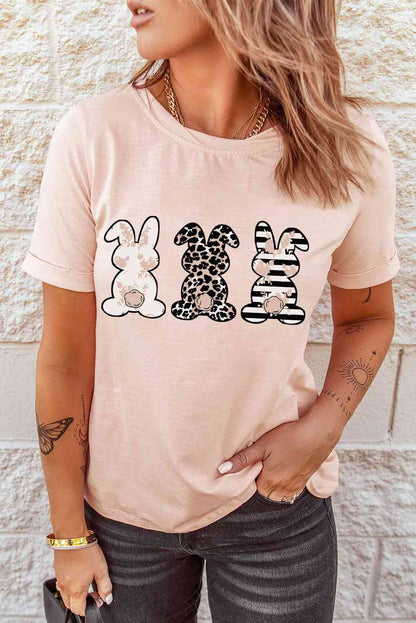 T-shirt à revers graphique lapin de Pâques