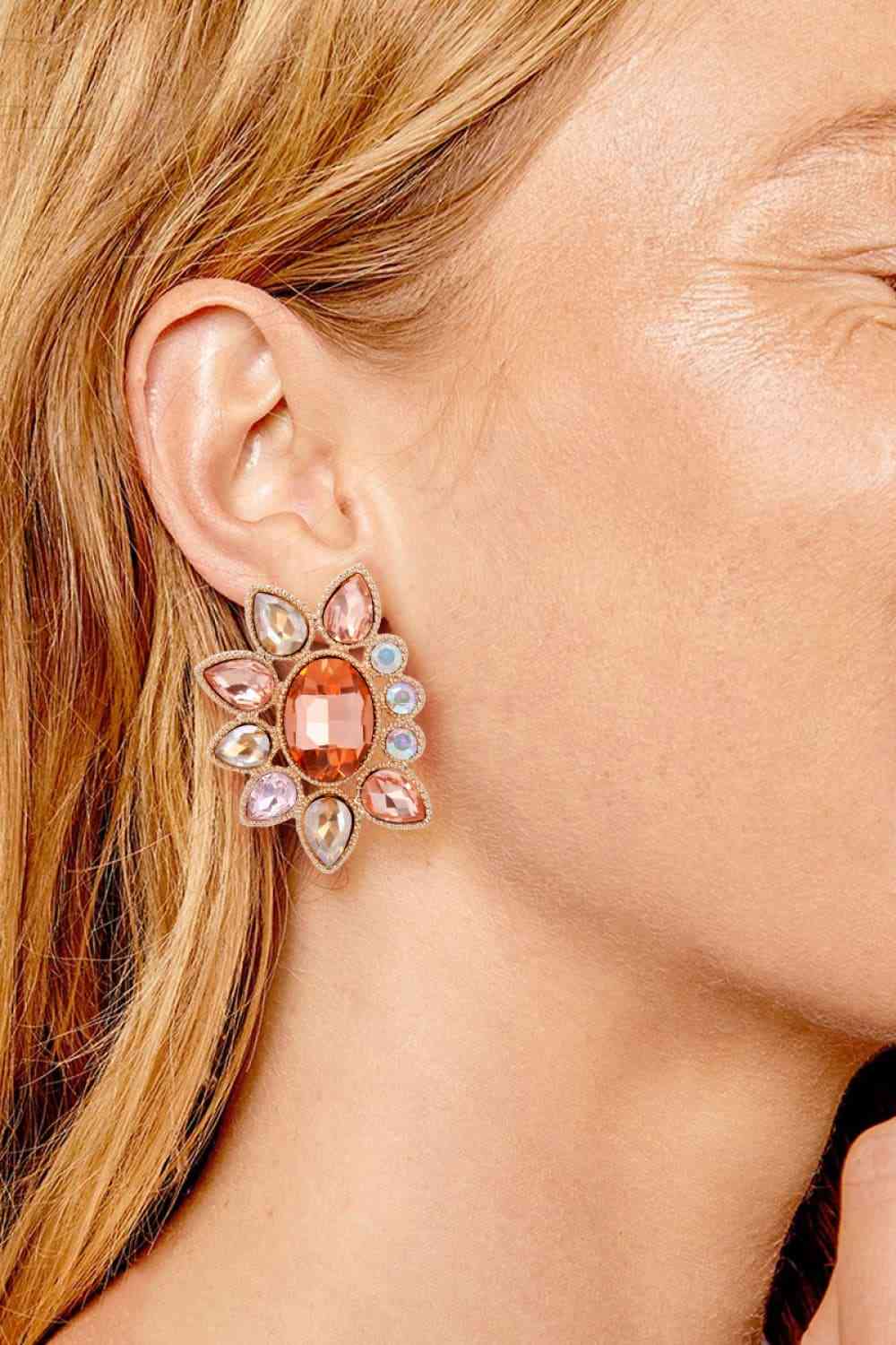 Boucles d'oreilles pendantes en pierre de verre de forme géométrique