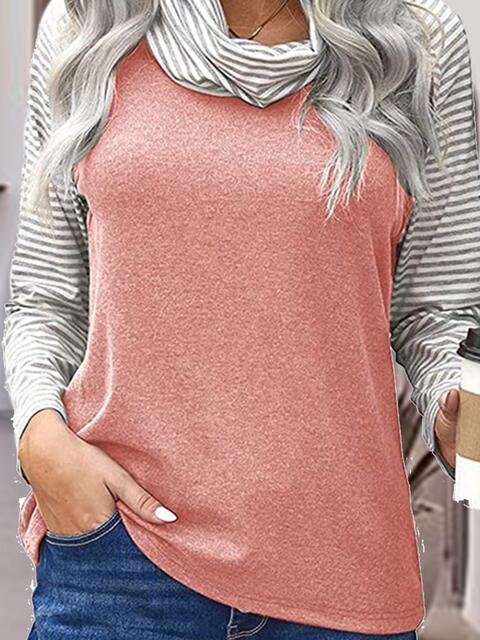 Camiseta de manga larga con cuello alto a rayas