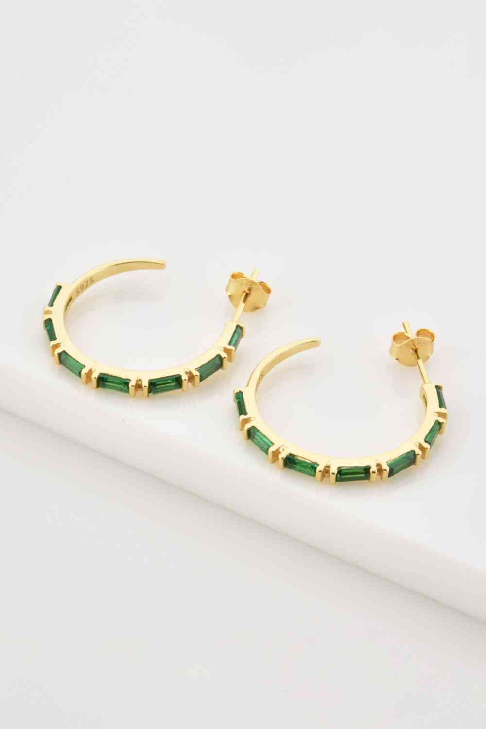 Zircon 925 Sterling Silver C-Hoop Earrings