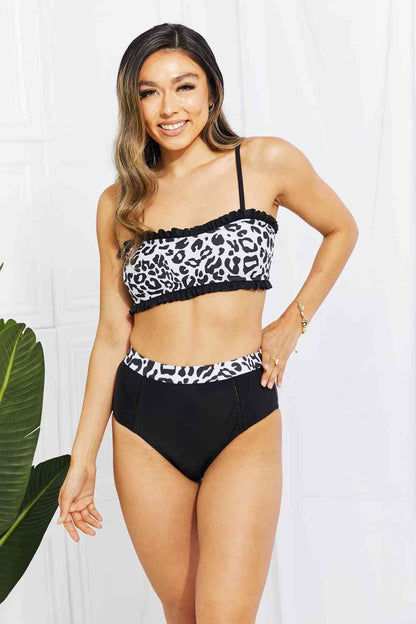 Conjunto de bikini de leopardo con volantes