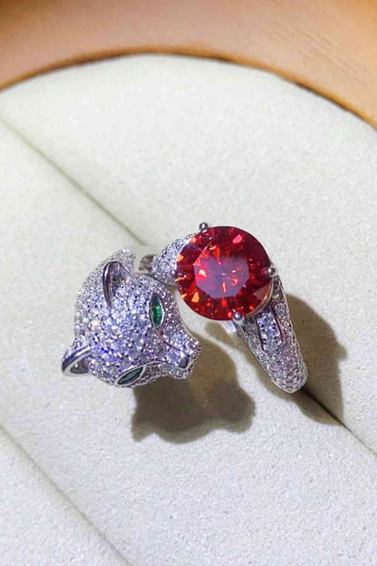 Anillo animal ajustable de moissanita de 2 quilates