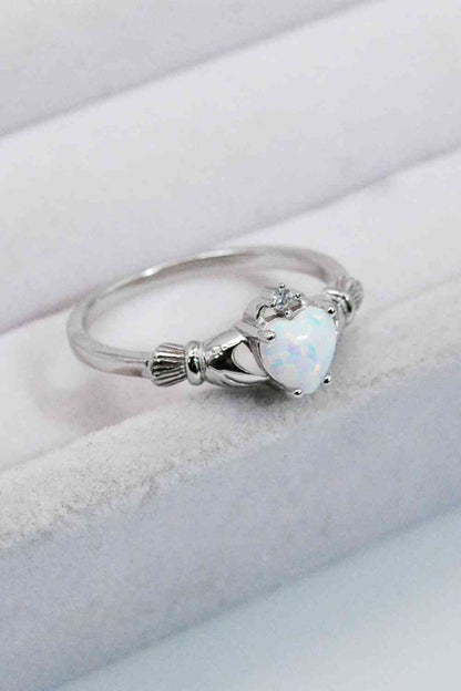 Bague opale coeur en argent sterling 925