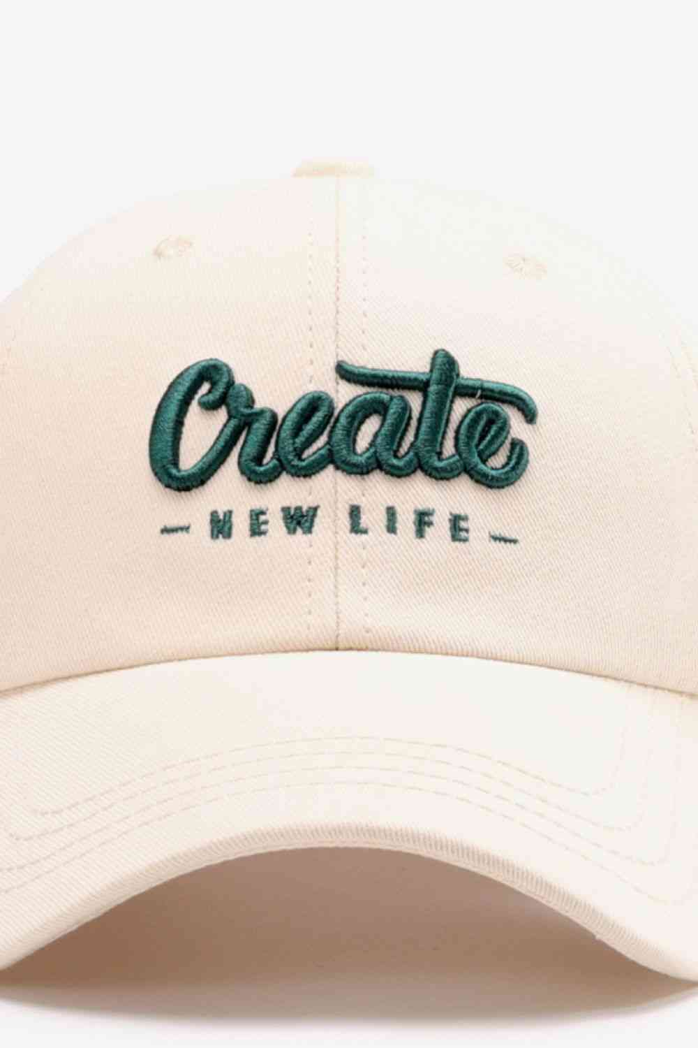 CREATE NEW LIFE Casquette de baseball réglable en coton