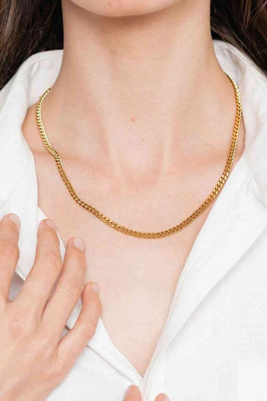 Collar De Cadena Bordada Chapado En Oro De 18 Quilates