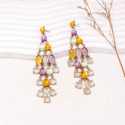 Boucles d'oreilles en forme de goutte en alliage et strass