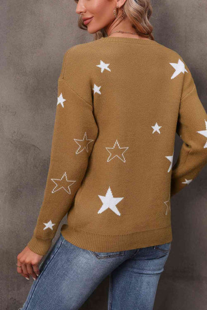 Jersey con cuello redondo y estrellas