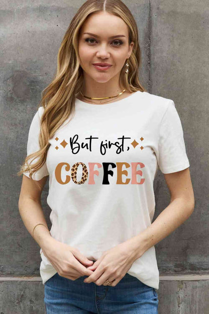 Simply Love Taille réelle MAIS PREMIER CAFÉ T-shirt en coton graphique