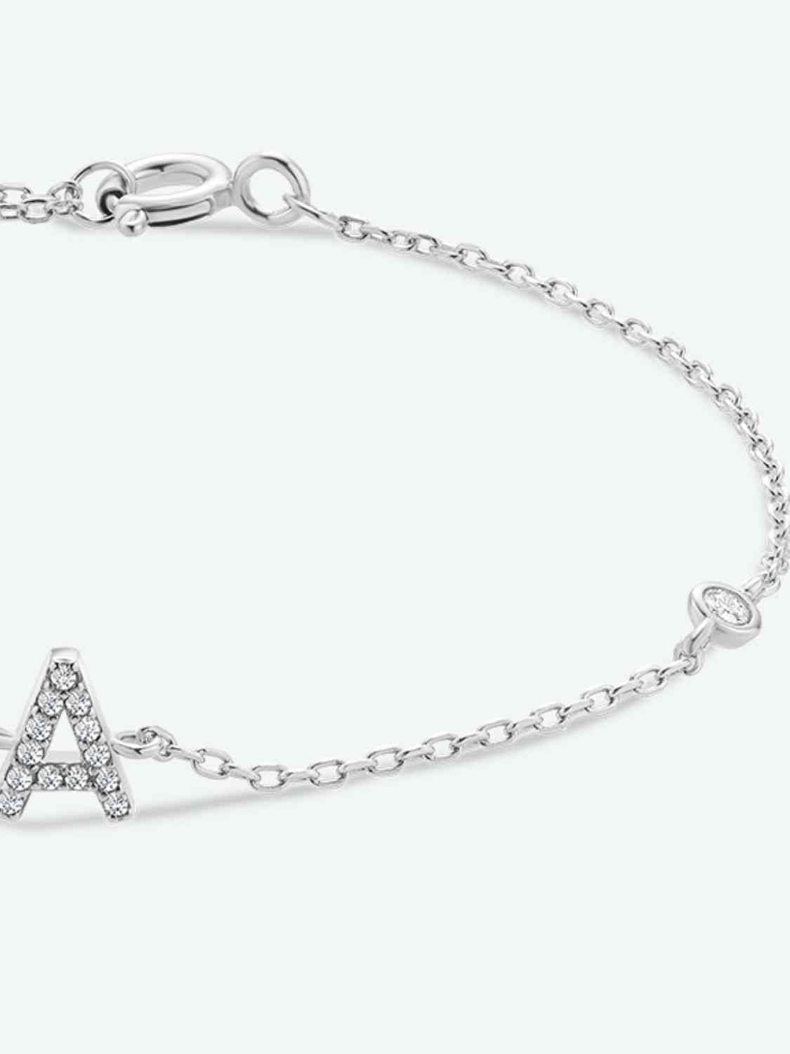 Bracelet en argent sterling 925 avec zircon A à F