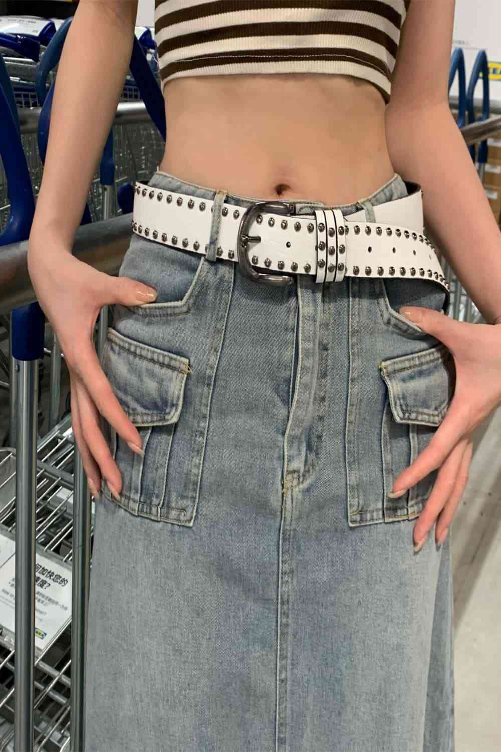 Ceinture cloutée en cuir PU