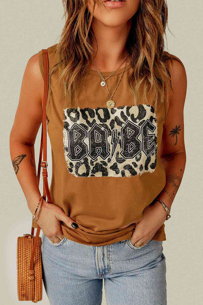 Camiseta sin mangas con estampado de leopardo BABE