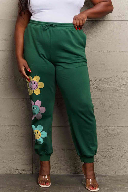 Simply Love Simply Love Pantalon de survêtement long avec cordon de serrage et motif floral pleine taille