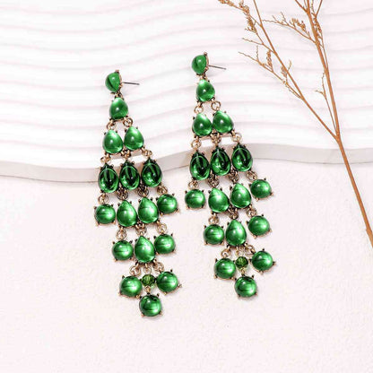 Boucles d'oreilles en forme de goutte en alliage et strass