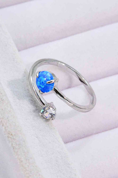 Opal and Zircon Open Ring