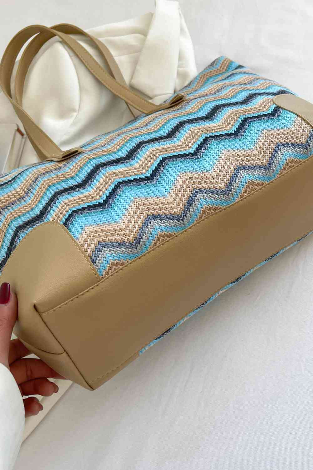 Sac fourre-tout en paille à chevrons