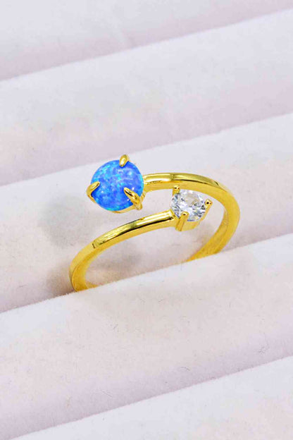 Bague Ouverte Opale et Zircon