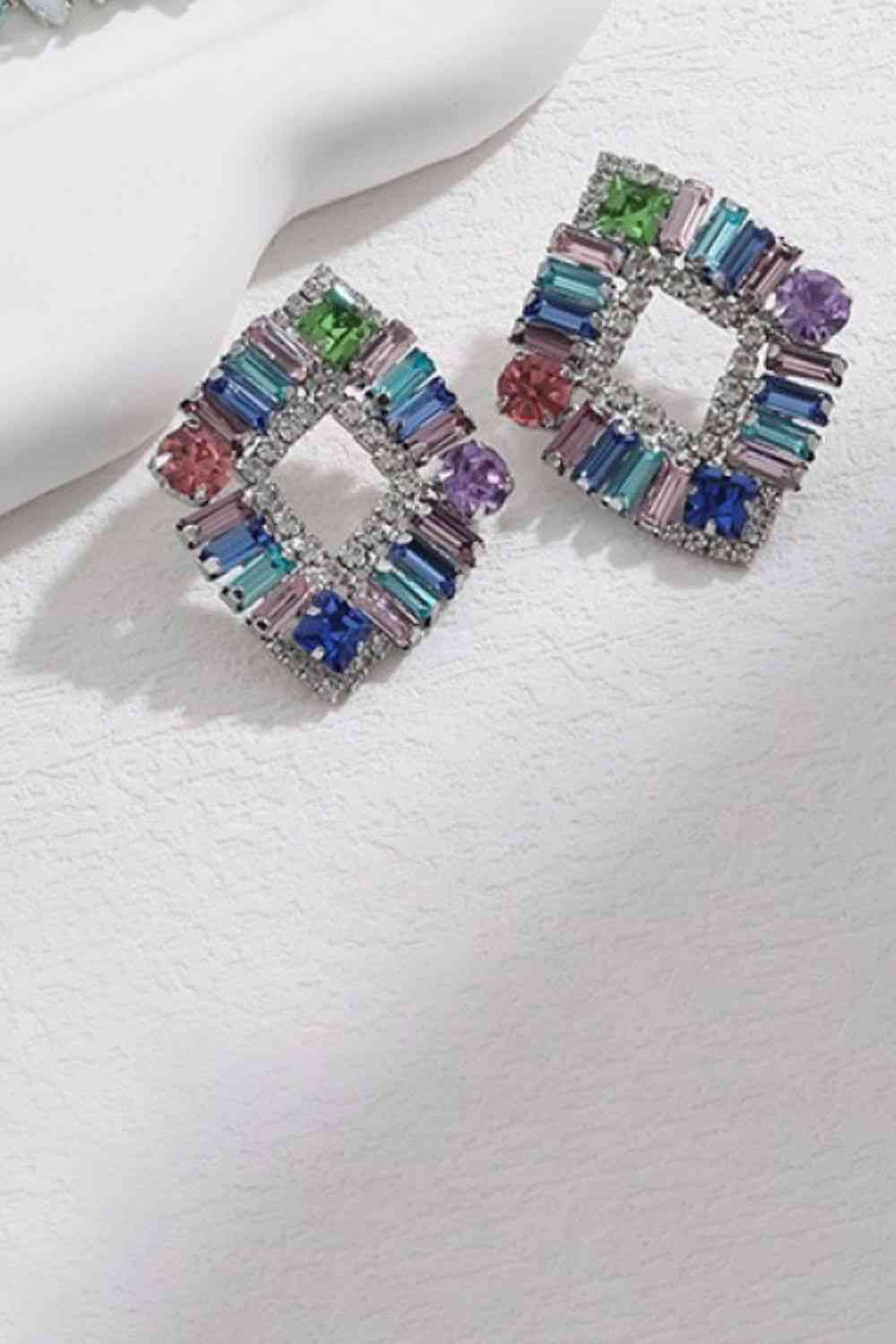 Boucles d'oreilles en pierre de verre multicolore