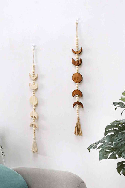 Colgante de pared con borlas de madera