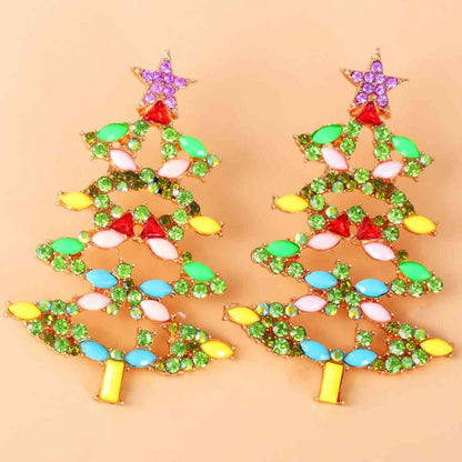 Boucles d'oreilles en alliage de strass pour arbre de Noël