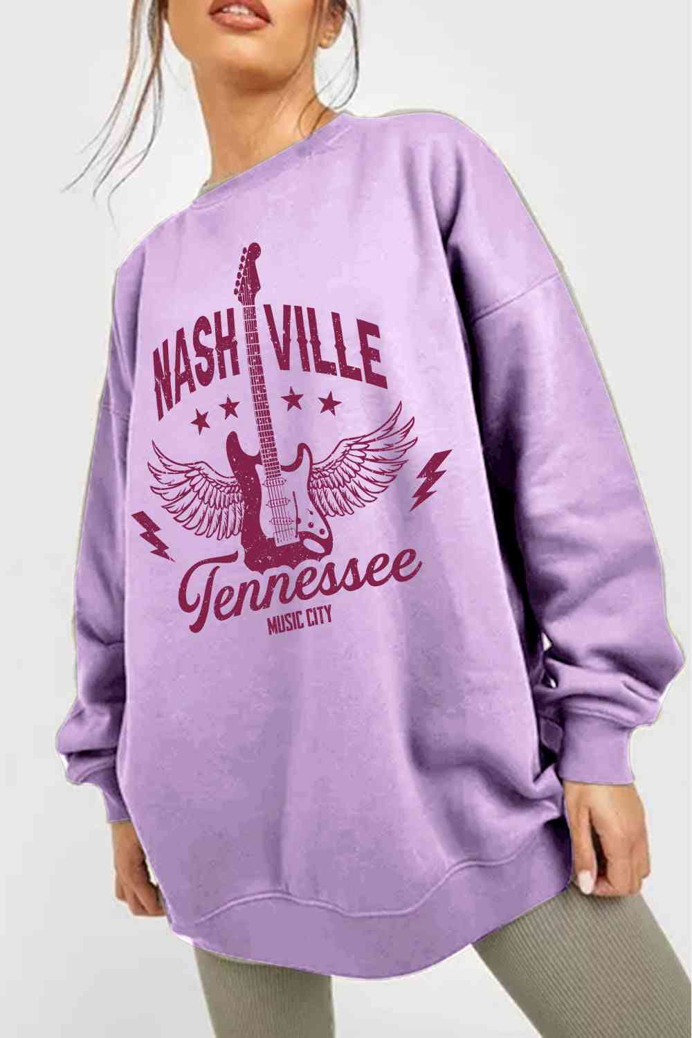 Simply Love Simply Love Sweat-shirt graphique NASHVILLE TENNESSEE MUSIC CITY pleine taille