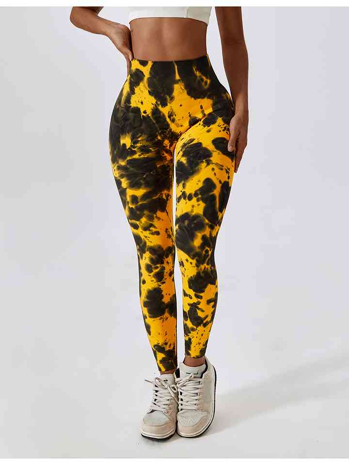 Leggings actifs à large ceinture tie-dye