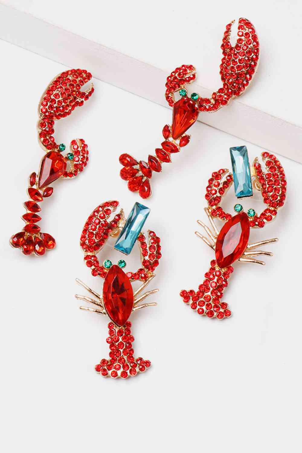 Boucles d'oreilles pendantes en pierre de verre en forme de homard