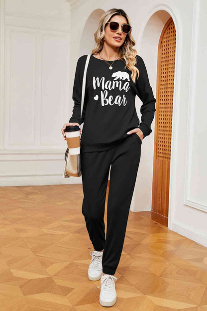 MAMA BEAR Ensemble sweat-shirt graphique et pantalon de survêtement