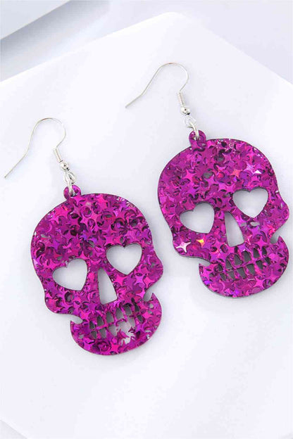 Boucles d'oreilles pendantes en acrylique avec tête de mort