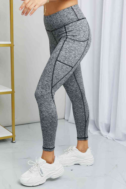 Rae Mode Legging de yoga chiné à large taille pleine taille