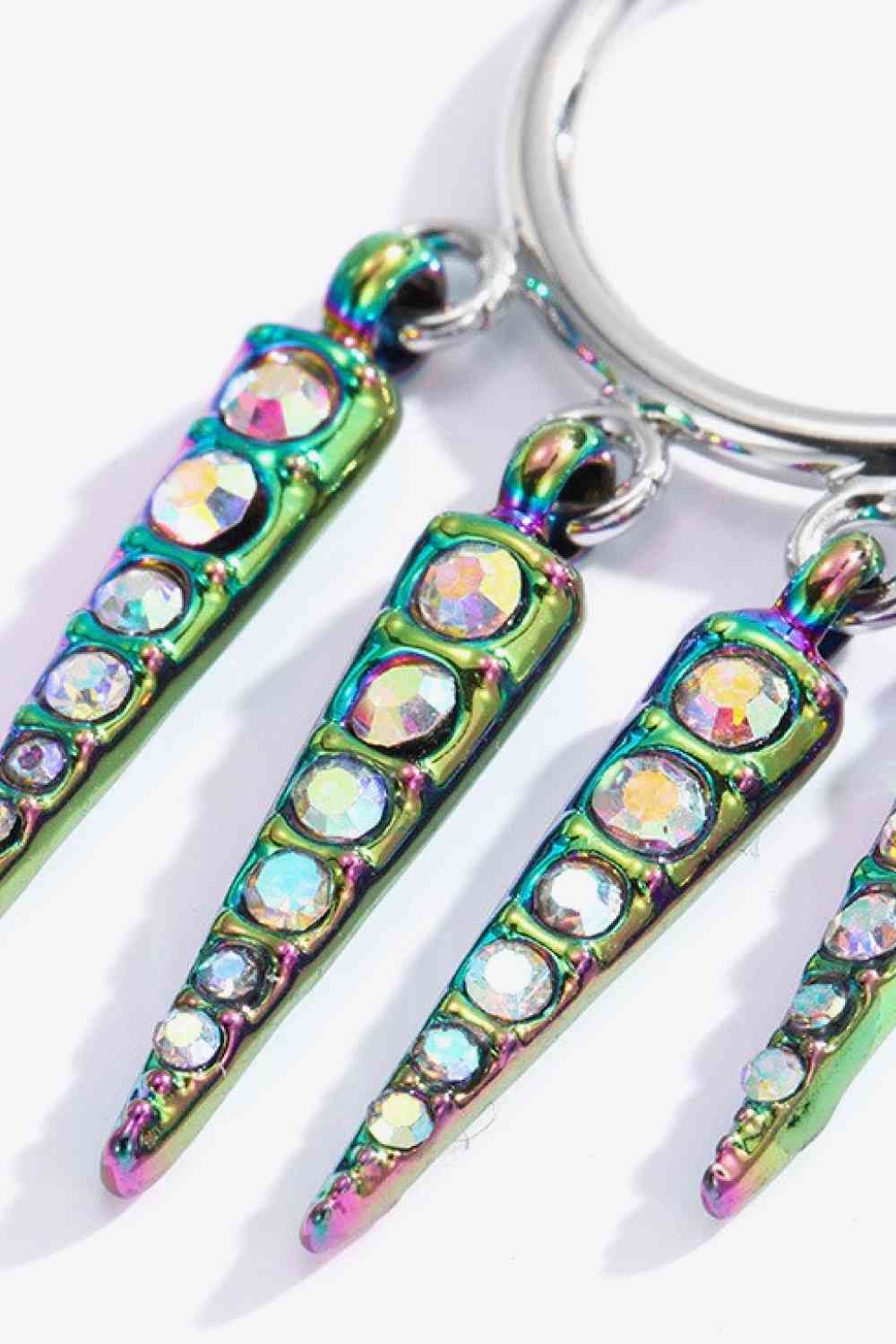 Pendientes geométricos de diamantes de imitación multicolores