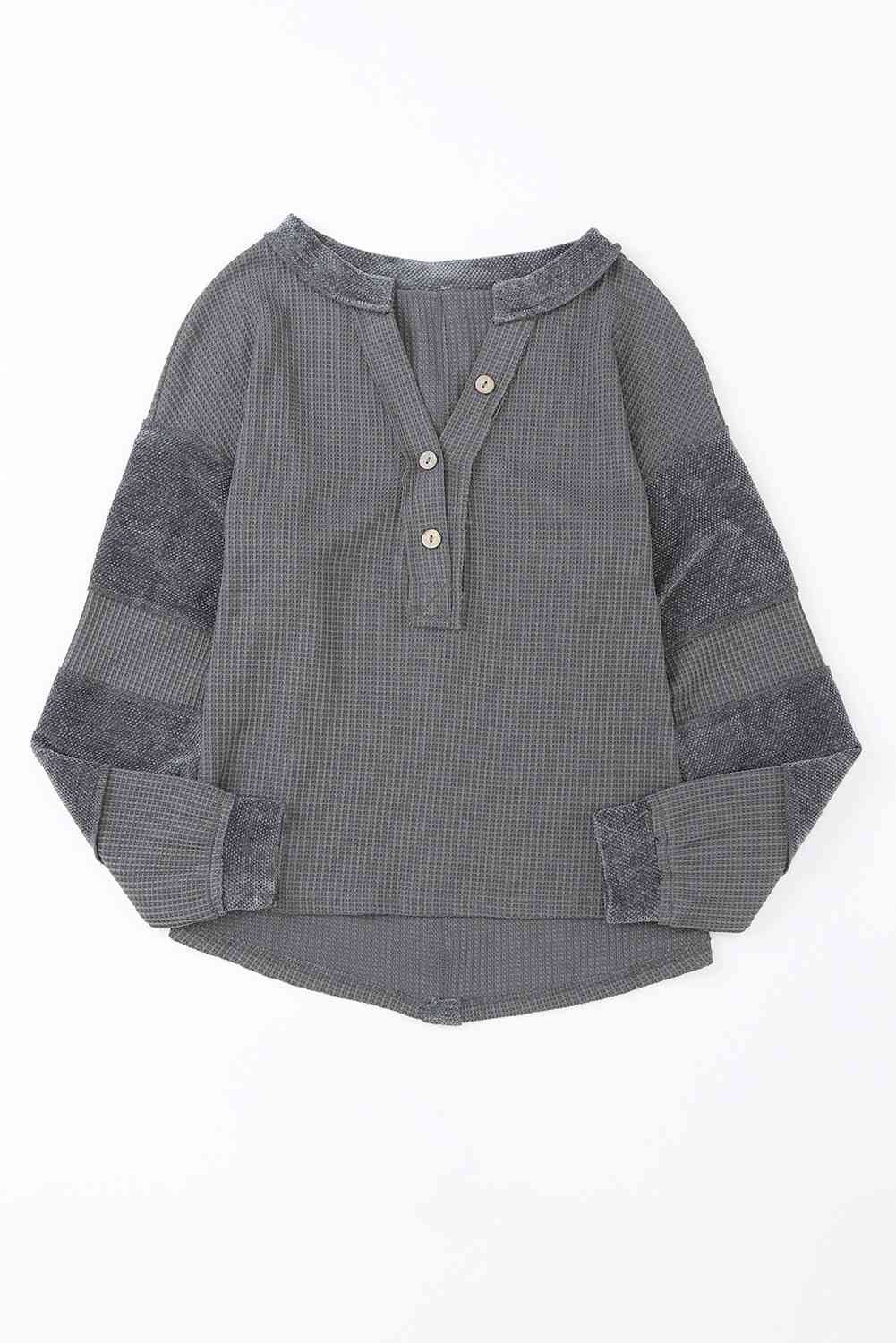 Blouse en tricot gaufré à col cranté