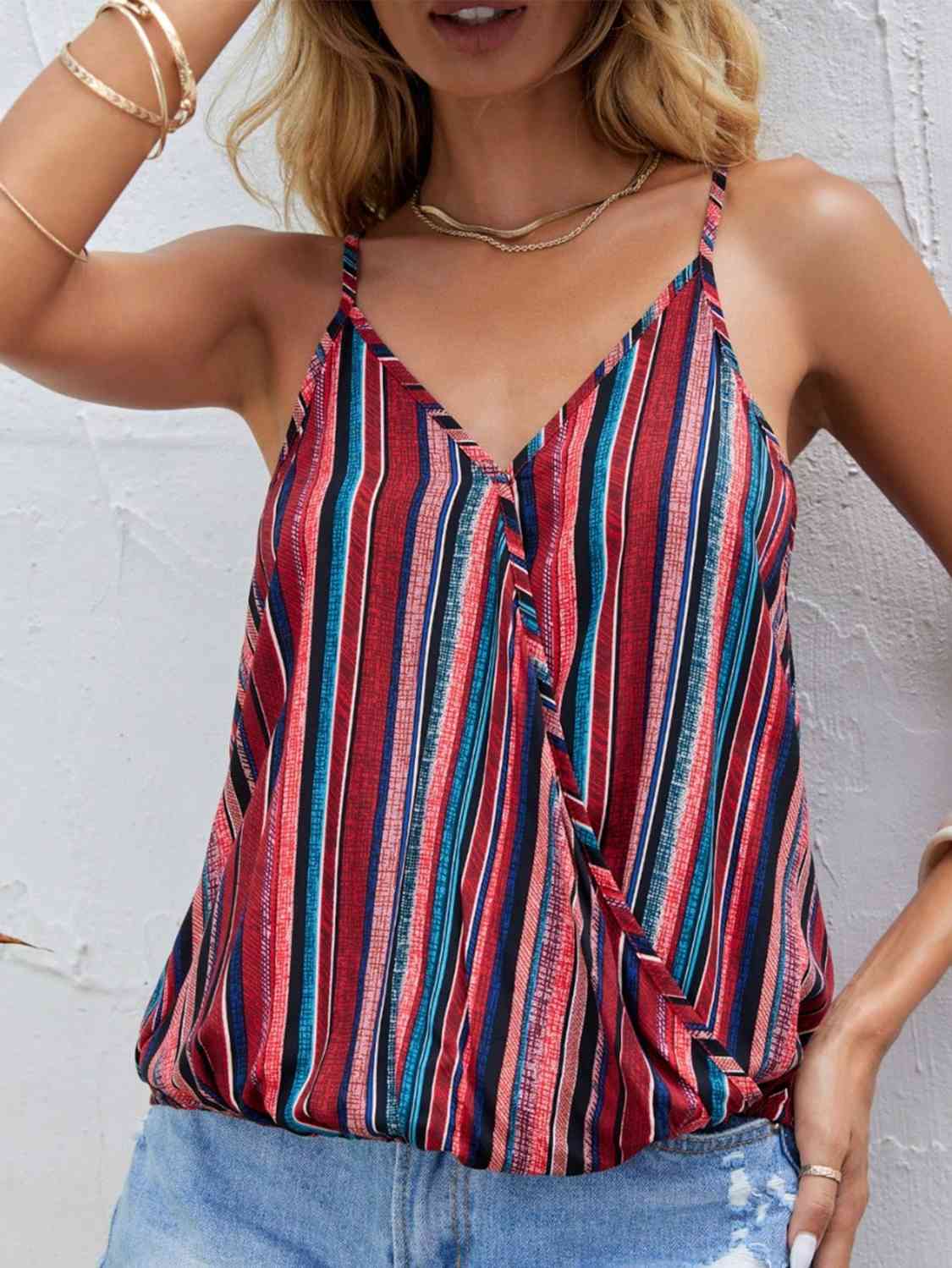 Camisole rayée à col surplis