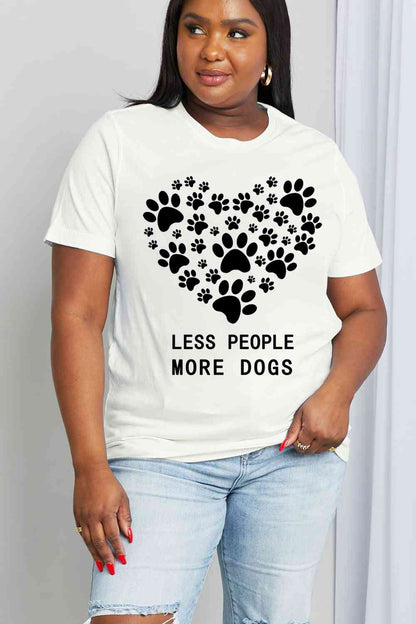 Simply Love Simply Love Taille réelle LESS PEOPLE MORE DOGS T-shirt en coton avec motif cœur