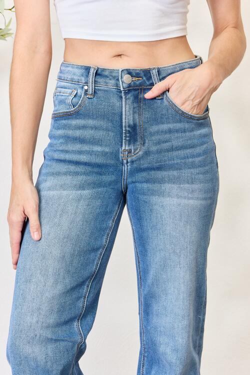 RISEN Jean droit taille haute pleine taille