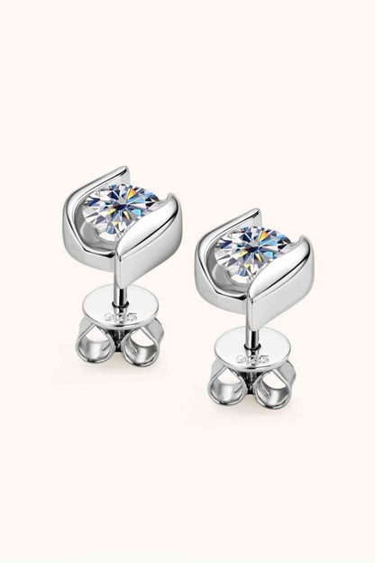 Boucles d'oreilles à tige en argent sterling 925 moissanite 1 carat