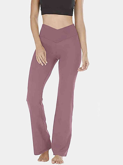 Pantalon long bootcut à taille en V