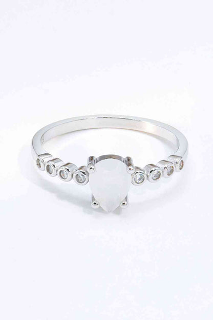 Bague en pierre de lune naturelle en forme de larme