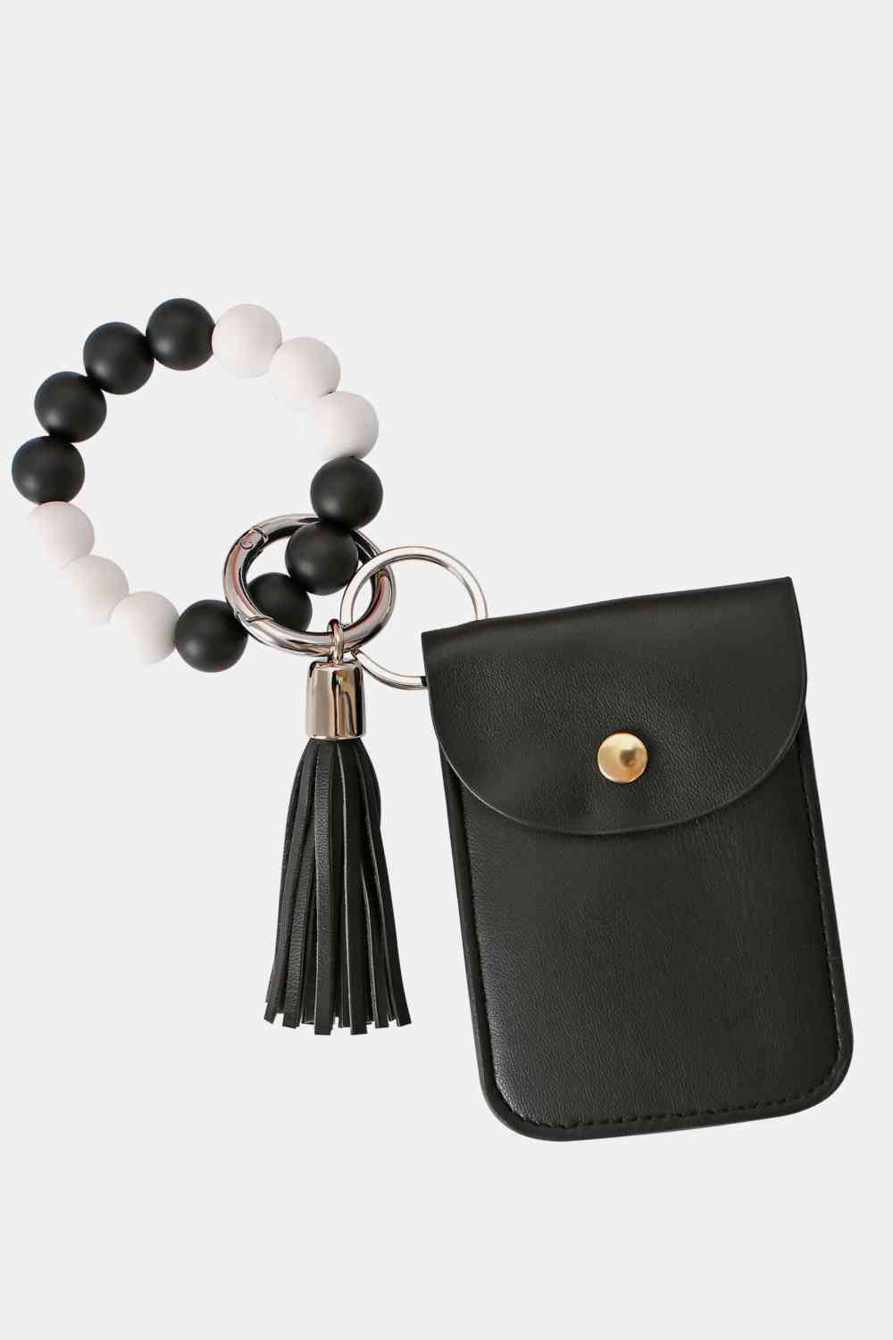 Llavero con pulsera de cuentas y cartera