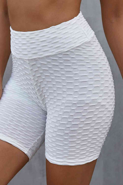 Short motard texturé taille haute