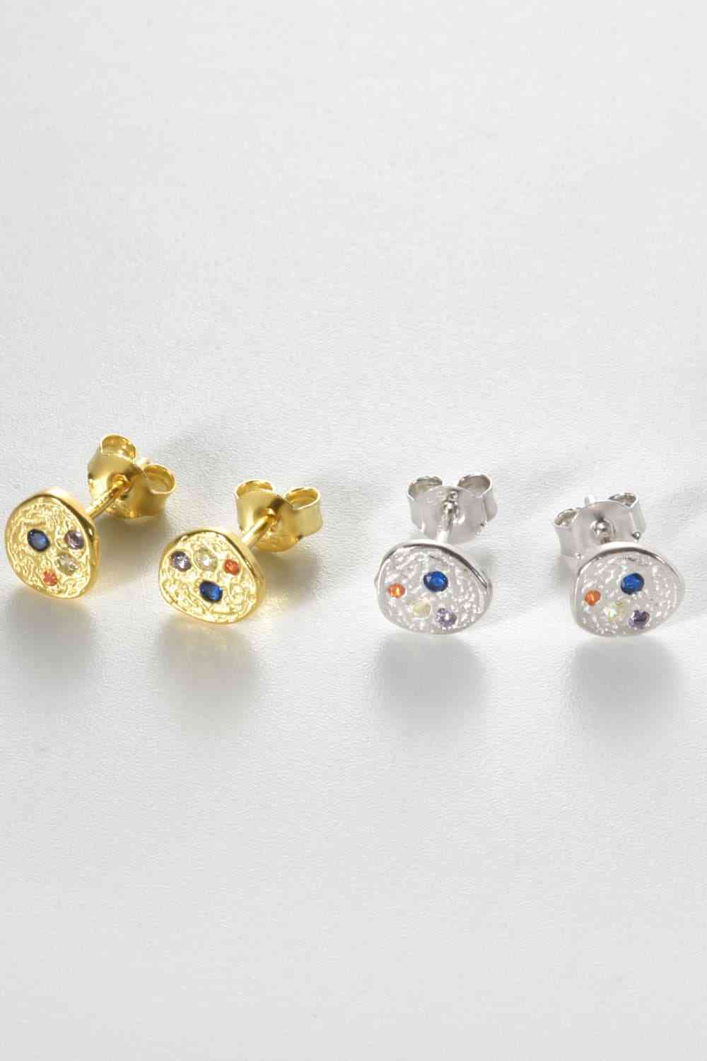 Boucles d'oreilles à tige en zircon multicolore