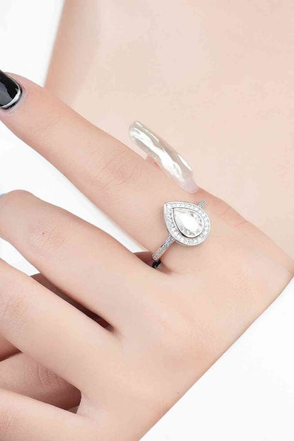 Bague moissanite en argent sterling 925 en forme de larme