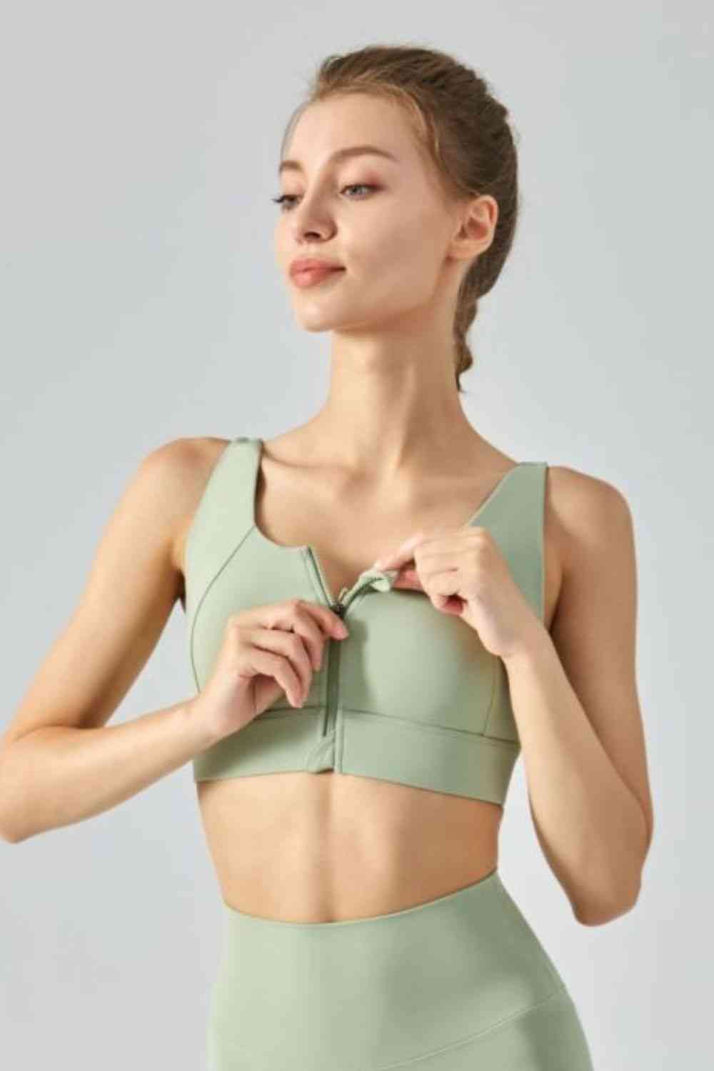 Soutien-gorge de sport respirant à fermeture éclair