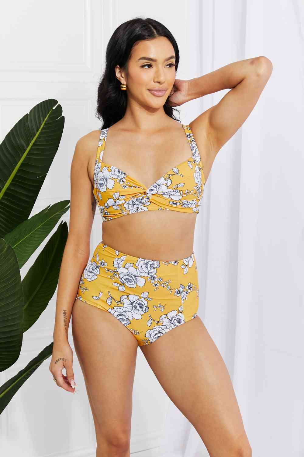 Marina West Swim Take A Dip - Bikini taille haute torsadé - Moutarde