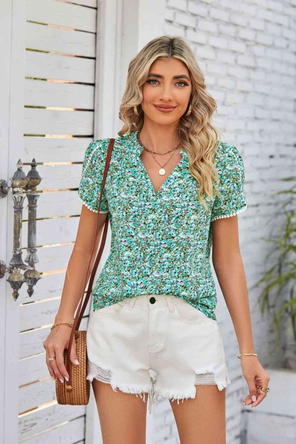 Floral Notched Neck Blouse